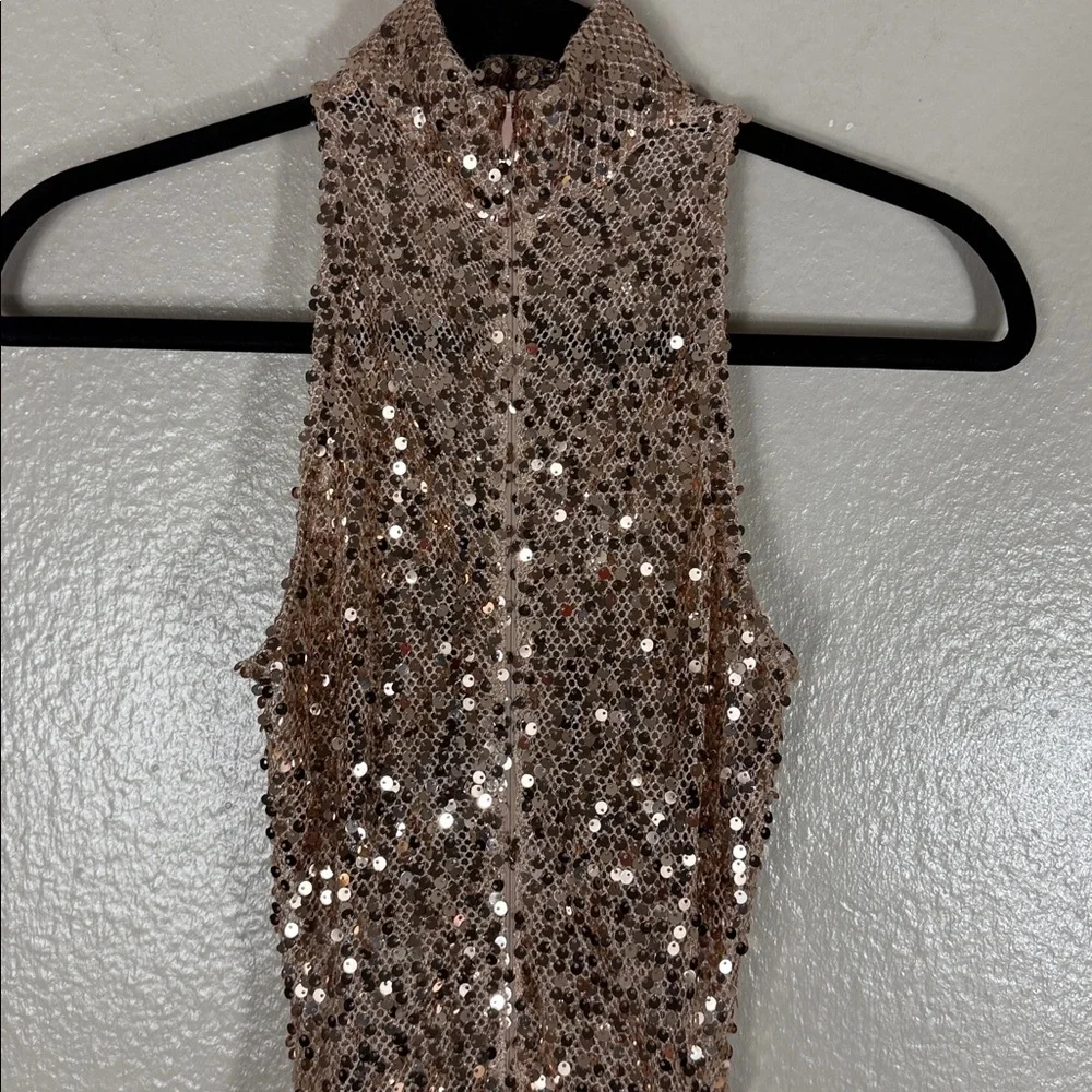 Delfi Collective Avelie Ruched Sequin Dress in Nude - Picture 9 of 16